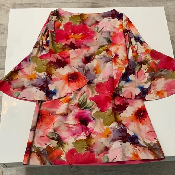 Chiara Boni La Petite Robe Floral Bell-Sleeve Dress (IT 52 / US ~16 / XL)